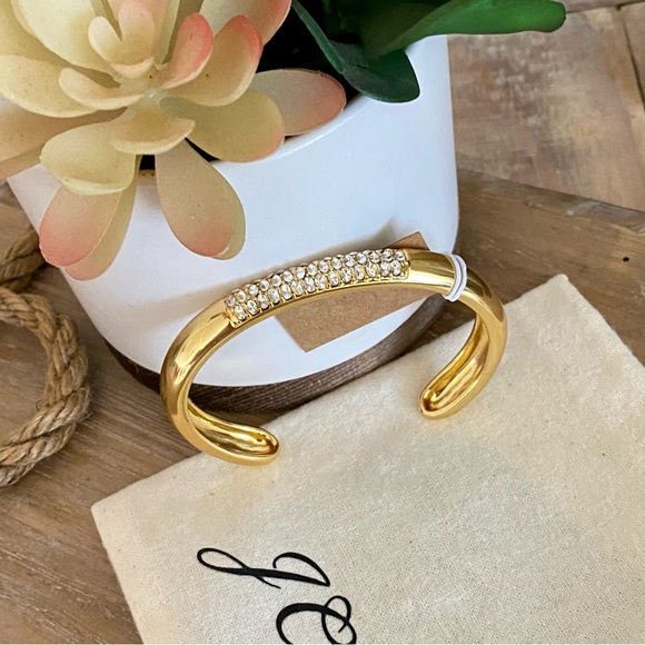 J. Crew Open Cuff Gold Pave Bangle - NEW - Picture 5 of 10